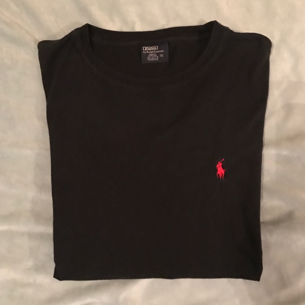 Black Men’s Polo T-Shirt with Red Logo